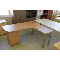 Darbo stalas su stalčių bloku, kampinis (dešininis). ND-ST-710-D, 1600x400x750 bukas