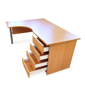 Darbo stalas su stalčių bloku, kampinis (kairinis). BV-ST2-K-SB bukas, 1700x1150x740