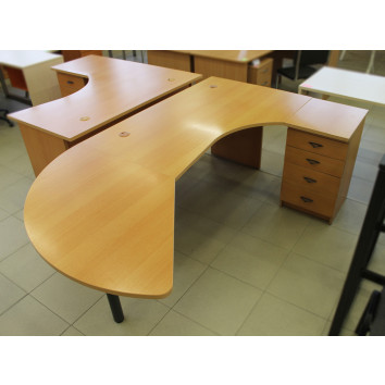 Darbo stalas su stalčiais ir priestaliu, kampinis dešininis ND-ST-723-D 1460/2190x1350x760 bukas